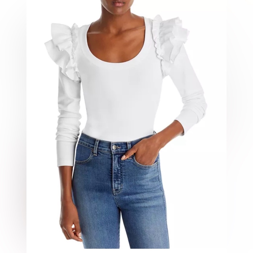 Veronica Beard Ivory  Ruffle Sleeve Women's Top XS EUC